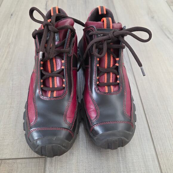 Portland Leather Goods Ankle Boots Burgundy Black Chunky Lug Sole Women Sz 36 EU - Picture 5 of 11